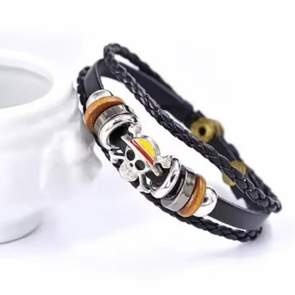 One Piece Bracelet Leather Style Anime Manga Pirate Luffy Cosplay Birthday Gift